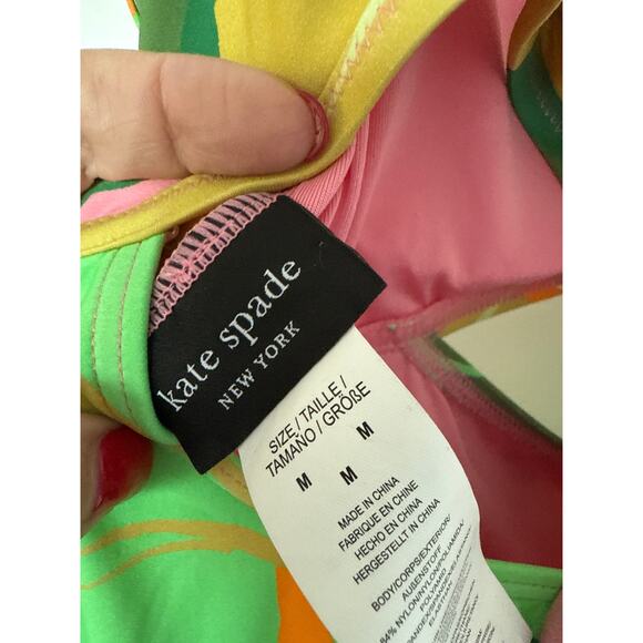 NWT Kate Spade Cutout One Piece Swimsuit in Cucumber Floral, M - Picture 4 of 5
